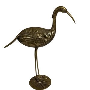 Elegant brass heron Bird Sculpture 14.5”